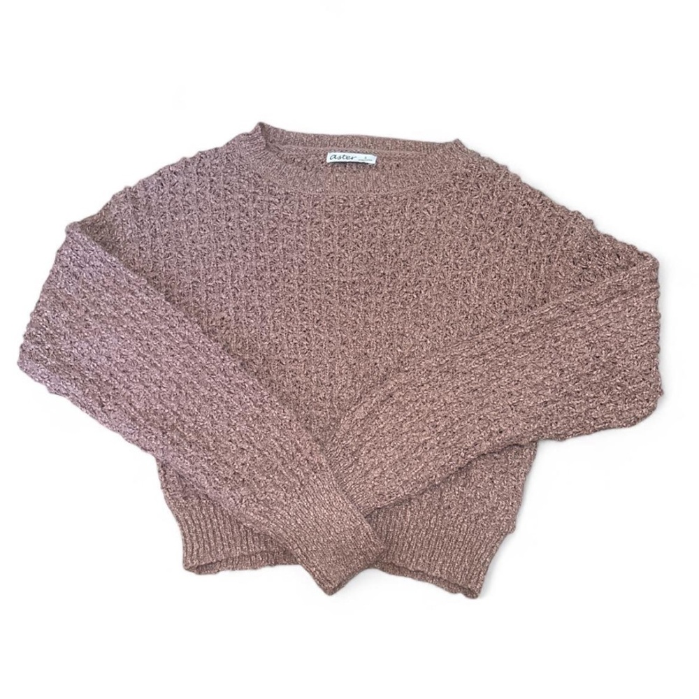 Pink Crew Neck Sweater Textured Knit